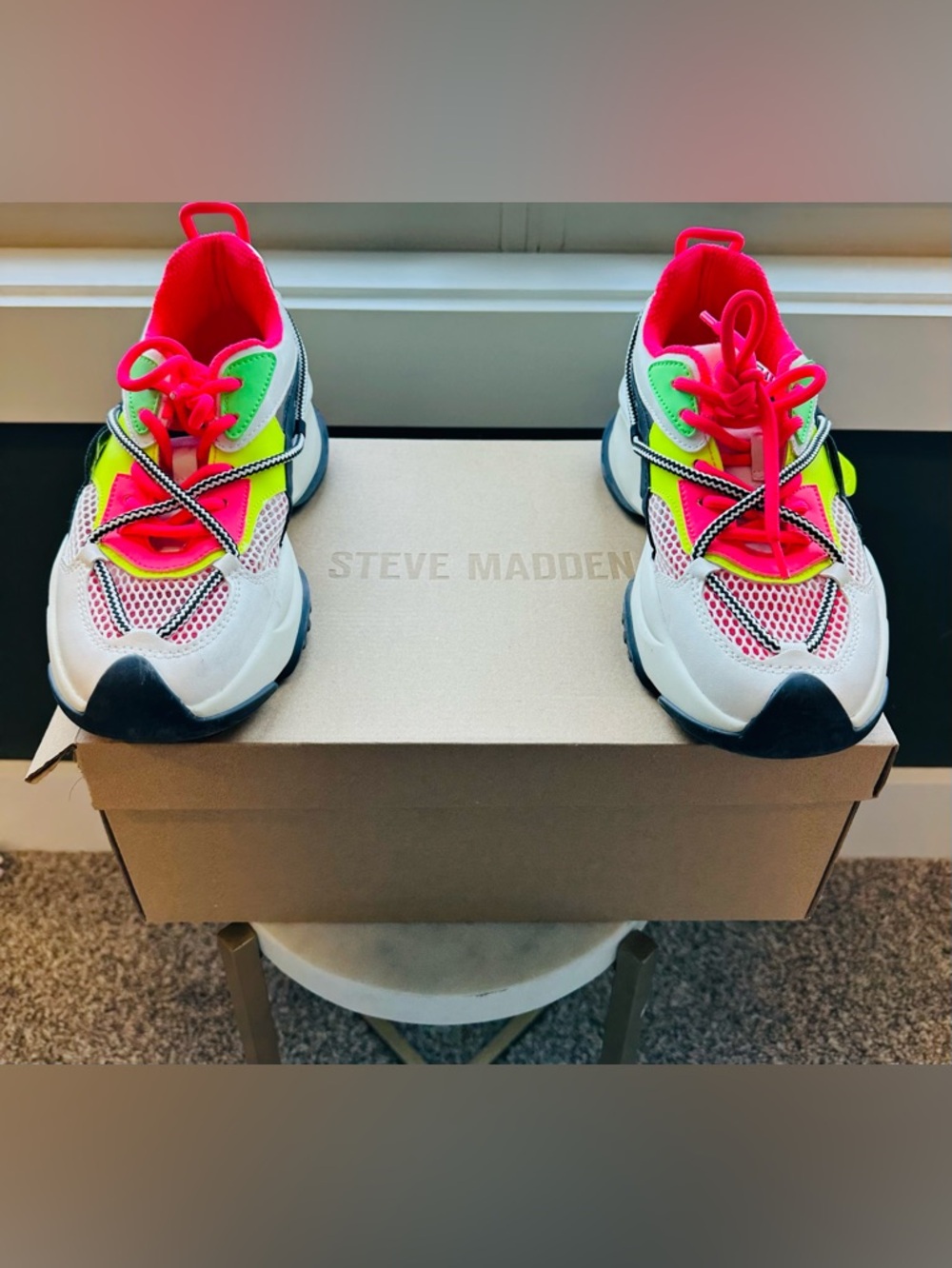 Steve Madden Neon Pink & Lime Accent Sneakers